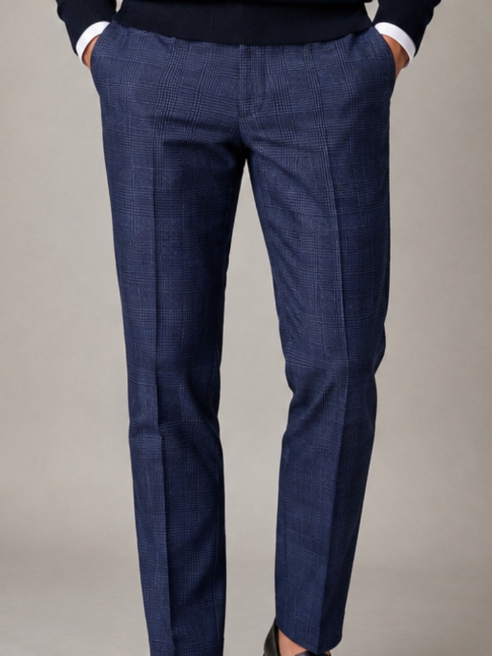 J.Crew Ludlow Slim Men’s 33x30 Blue Glen Plaid Pants Moon British Cloth Wool Bln
